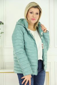 Dwustronna kurtka damska pikowana turkusowa