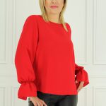 Modny styl elegancka lekka bluzka czerwona