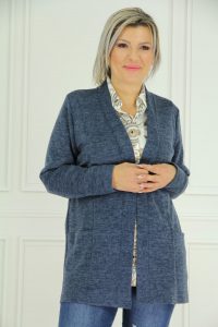 Damska narzutka kardigan blezer ciemny niebieski