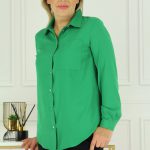Kobieca efektowna modna koszula bluzka jasna zielona