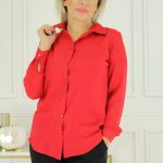 Kobieca efektowna modna koszula bluzka czerwona
