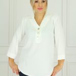 Bluzka damska modna koszula z guzikami biała