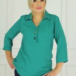 Bluzka damska modna koszula z guzikami zielona