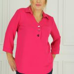 Bluzka damska modna koszula z guzikami różowa
