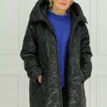 Efektowna damska kurtka zimowa długa czarna
