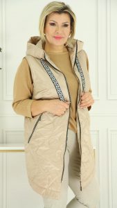 Bezrękawnik damski dłuższy dużo kolorów beżowy