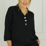 Bluzka damska modna koszula z guzikami czarna