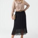 Długa spódnica plisowana plus size czarna 42-54