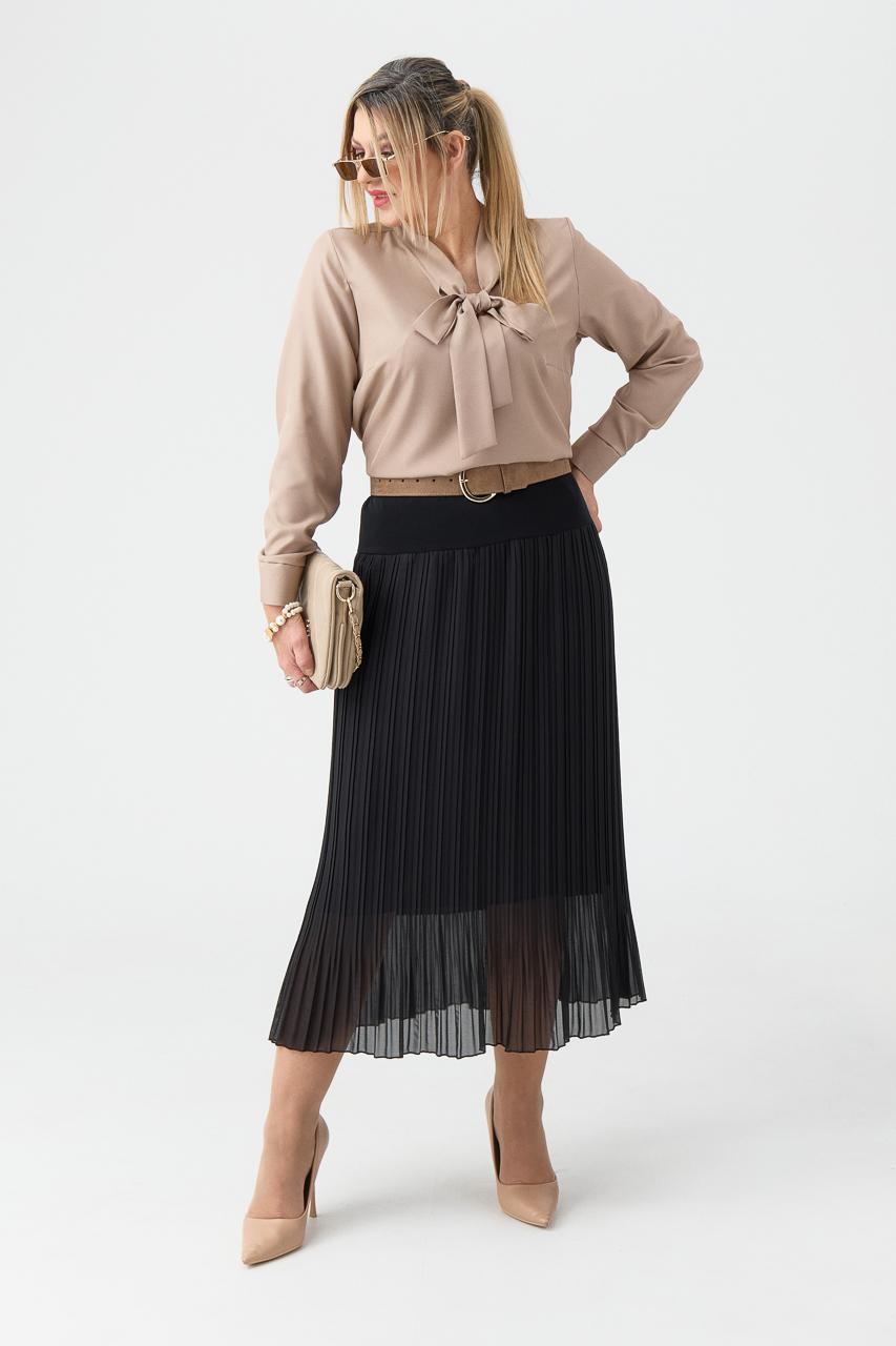 Długa spódnica plisowana plus size czarna 42-54