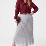 Długa spódnica plisowana plus size szara 42-54