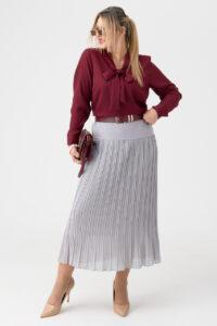 Długa spódnica plisowana plus size szara 42-54