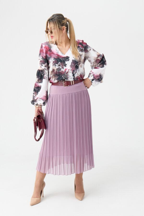 Długa spódnica plisowana plus size wrzosowa 42-54