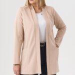 Elegancka damska narzutka camel gładka