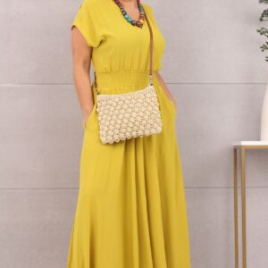 Zjawiskowa sukienka maxi rozkloszowana żółta