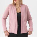 Narzutka gładka z kołnierzem pudrowa