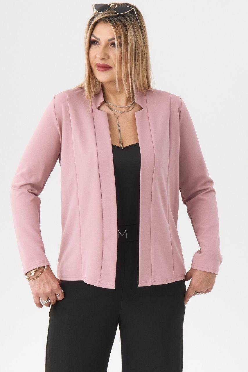 Narzutka gładka z kołnierzem pudrowa