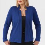 Narzutka gładka z kołnierzem chabrowa