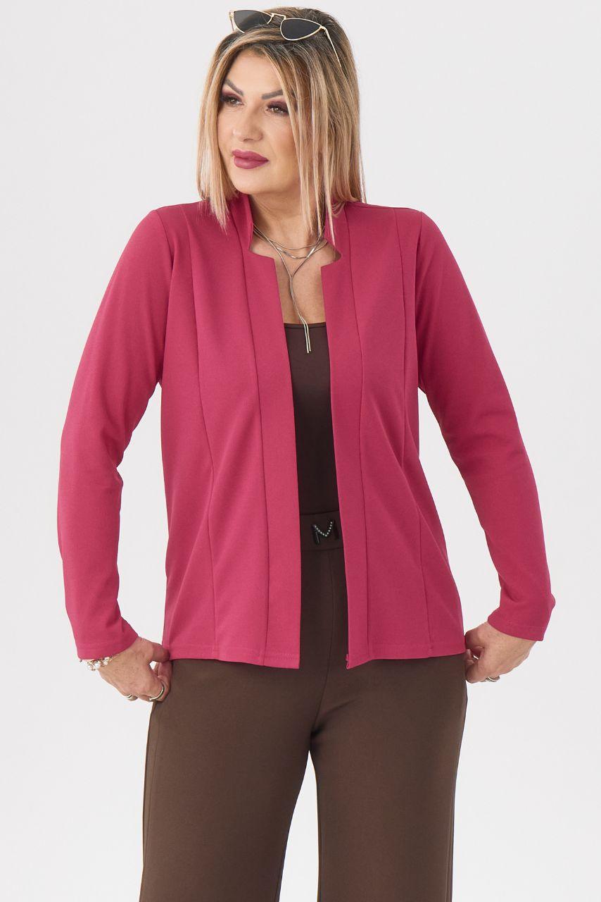 Narzutka gładka z kołnierzem fuksja