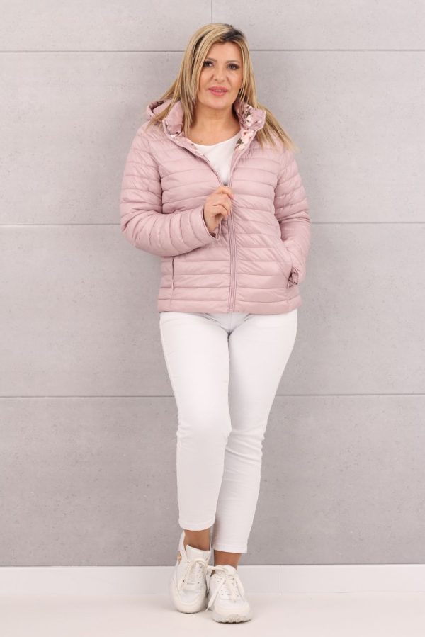 Dwustronna kurtka damska pikowana różowa