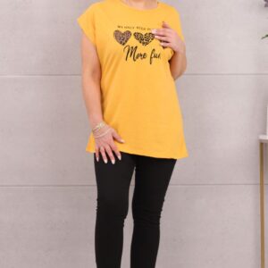 Piękna bluzka damska t-shirt serca żółta