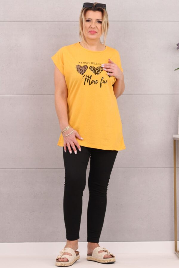 Piękna bluzka damska t-shirt serca żółta
