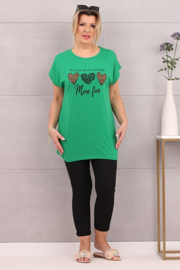 Piękna bluzka damska t-shirt serca zielona