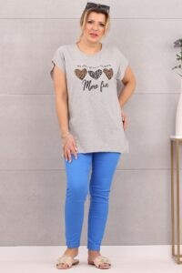 Piękna bluzka damska t-shirt serca szara