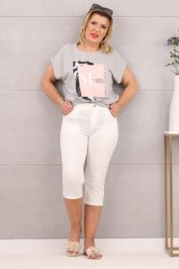 Spodnie damskie wygodne rybaczki 3/4 białe