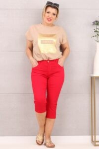 Spodnie damskie wygodne rybaczki 3/4 czerwone