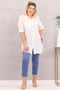 Zwiewna bawełniana koszula damska biała
