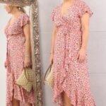 Sukienka letnia maxi wzór kwiaty różowa