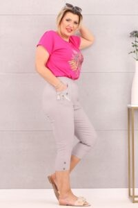 Spodnie damskie 3/4 rybaczki na co dzień szare