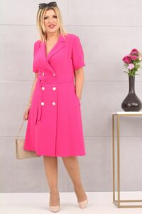Sukienka żakietowa dwurzędowa różowa
