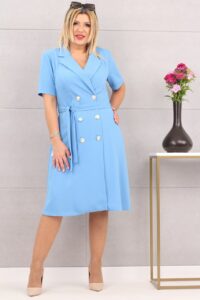 Sukienka żakietowa dwurzędowa niebieska