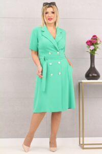 Sukienka żakietowa dwurzędowa zielona