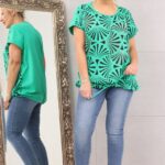 Bawełniana Bluzka One Size wzory i dżety zielona