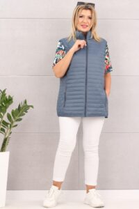 Pikowana kamizelka damska bezrękawnik letni denim