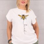 Bluzka damska plus size bawełniana biała w pszczołe