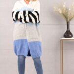 Kardigan damski sweter narzutka niebiesko szara