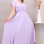 Zjawiskowa sukienka maxi rozkloszowana fioletowa