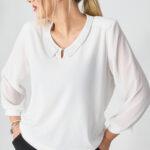Bluzka plus size biała z kołnierzykiem – moda dla puszystych kobiet