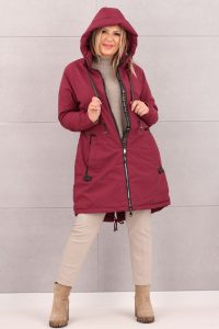Bordowa parka damska