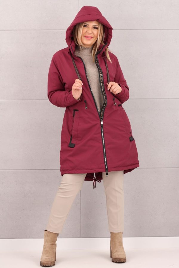 Bordowa parka damska