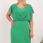 Wizytowa sukienka za kolano zielona