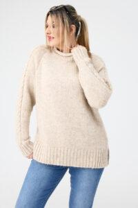 Wełniany sweter damski plus size beżowy 44-46