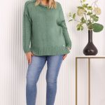 Sweter damski warkocz zielony