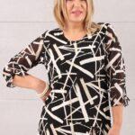 Elegancka bluzka we wzory z rękawem 3/4