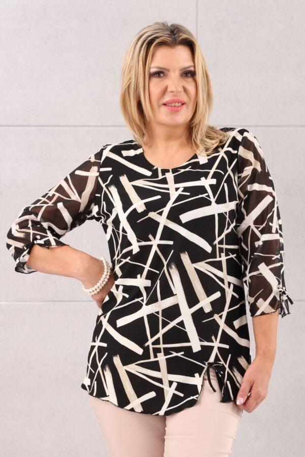 Elegancka bluzka we wzory z rękawem 3/4