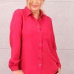 Koszula damska klasyczna elegancka kołnierz fuksja