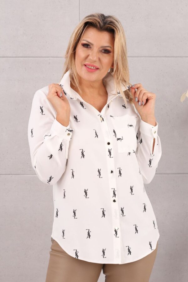 Elegancka biała koszula damska z kołnierzykiem